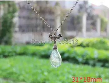 

NEW 20sets/lot 30x18mm bulb glass cover & bronze/silver cap finding set with butterfly necklace 70cm no filler no finish product