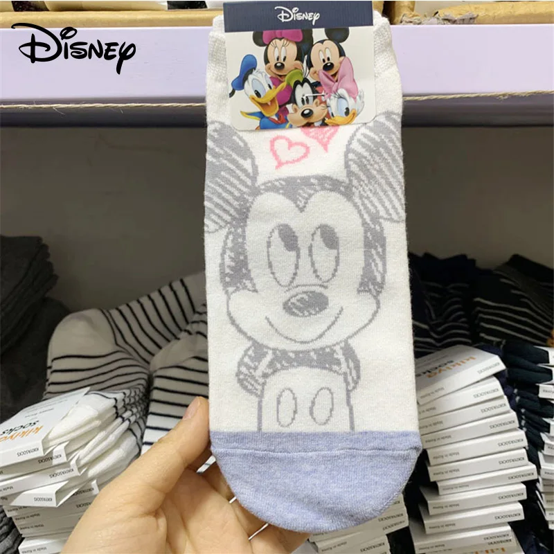 Cartoon Sketch Mickey Minnie Socks Printing Girl short sock Donald Duck Disney doodle socks female adult Cotton socks 35-40