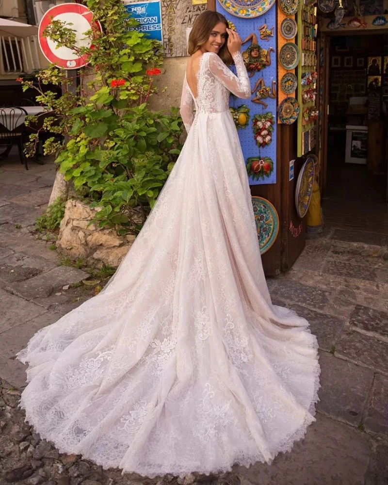 Boho пляж свадебное платье с длинным рукавом кружево Vestido de Noiva Playa 2019 простой Trouwjurk плюс размеры Свадебное купить Китай прямые