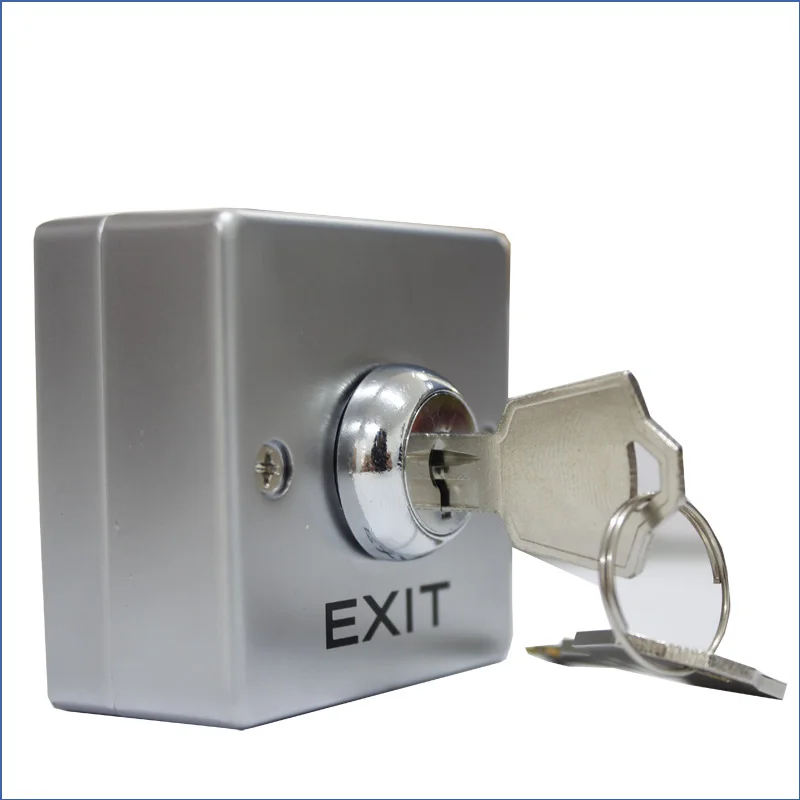 

base case exposed mounting access control system door gate lock exit push button switch with keys door release metal COM NO NC