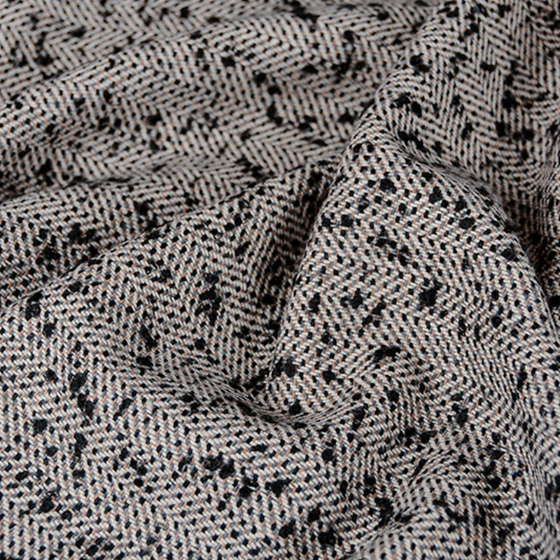 

50x153cm/piece Black Mixtz Geometry Herringbone High Quality Manual Handmade Woolen Fabric Cloth For Bag Pillow Cover DIY Sewing