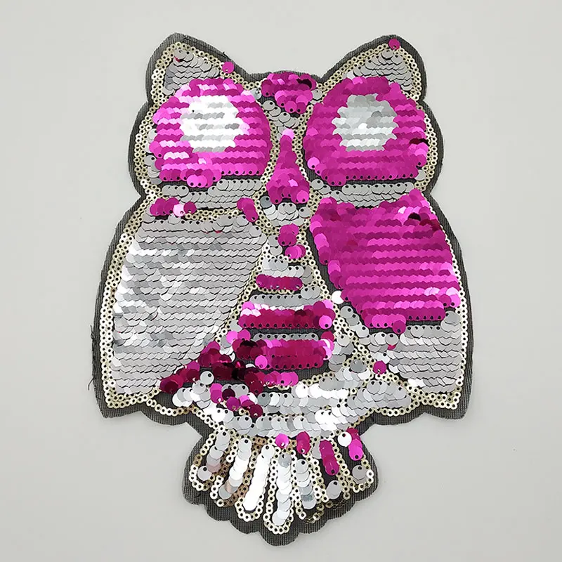 

2019 New Owl Reversible Change Color Sequins Sew On Patches for Clothes DIY Patch Applique Bag Clothing Coat Sweater Crafts