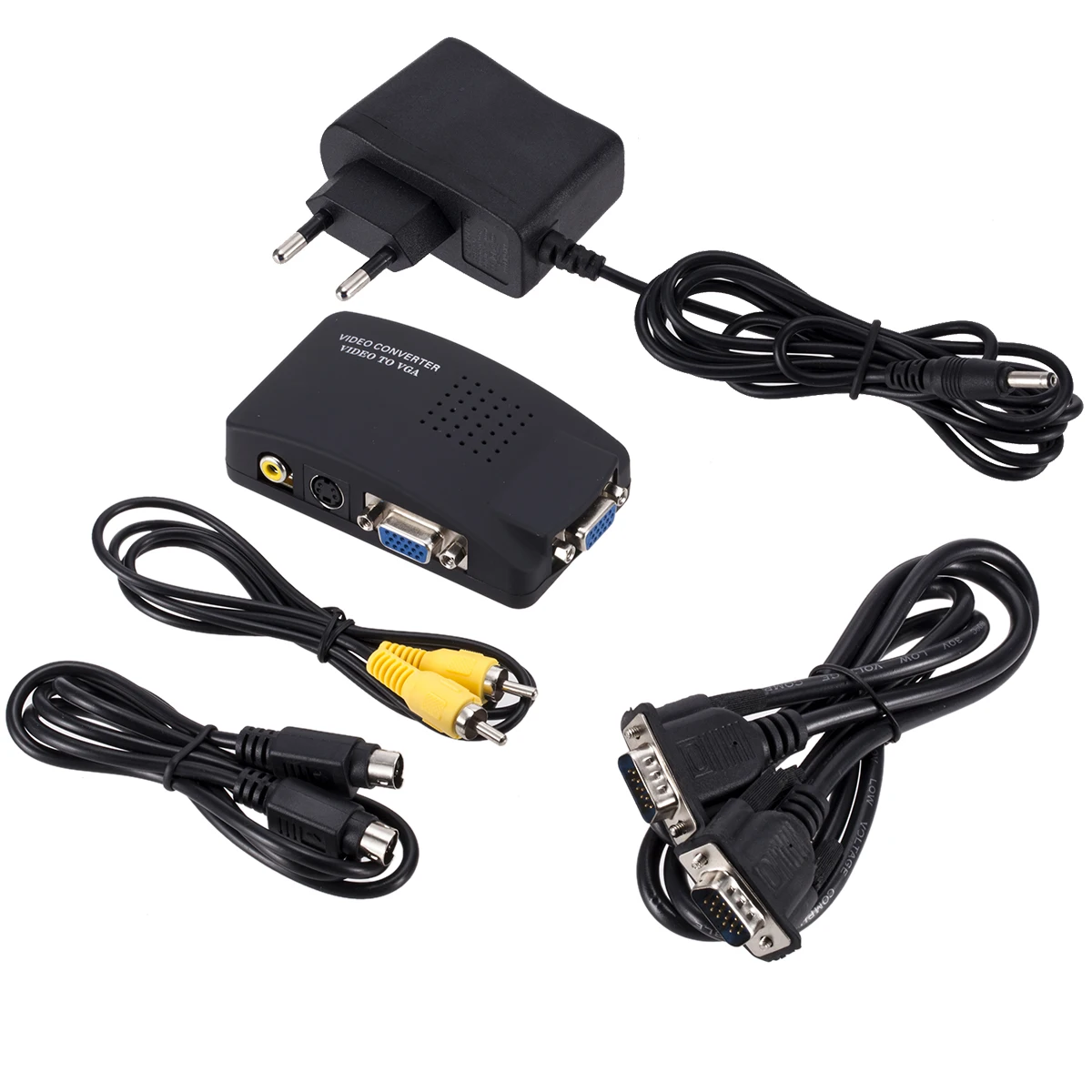 

PC Laptop Composite Video TV RCA Composite S-Video AV In To PC VGA LCD Out Converter Adapter Switch Box Black