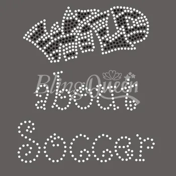 

BlingQueen 25PCS/LOT Korean Rhinestone Heat Transfers Wild About Soccer Design