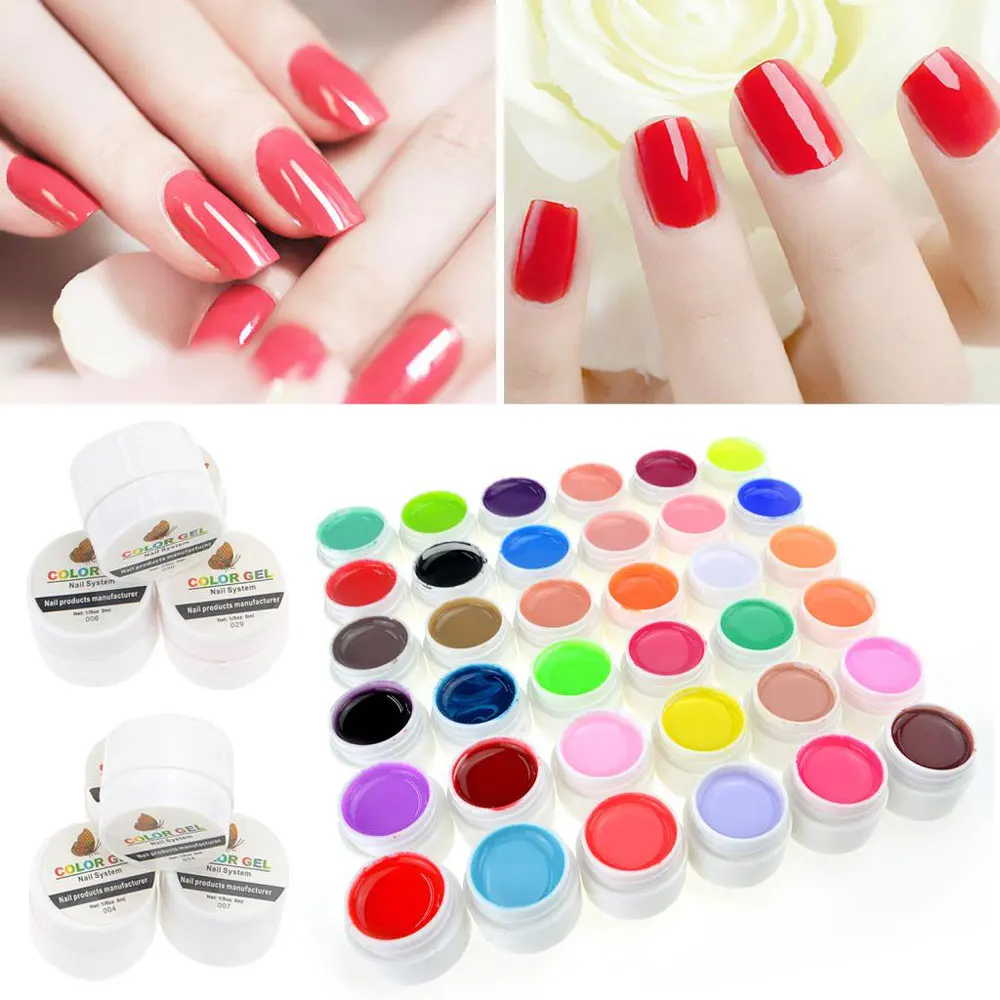 36 Pure Colors Pots Bling Cover UV Gel Nail Art Tips Extension Manicure