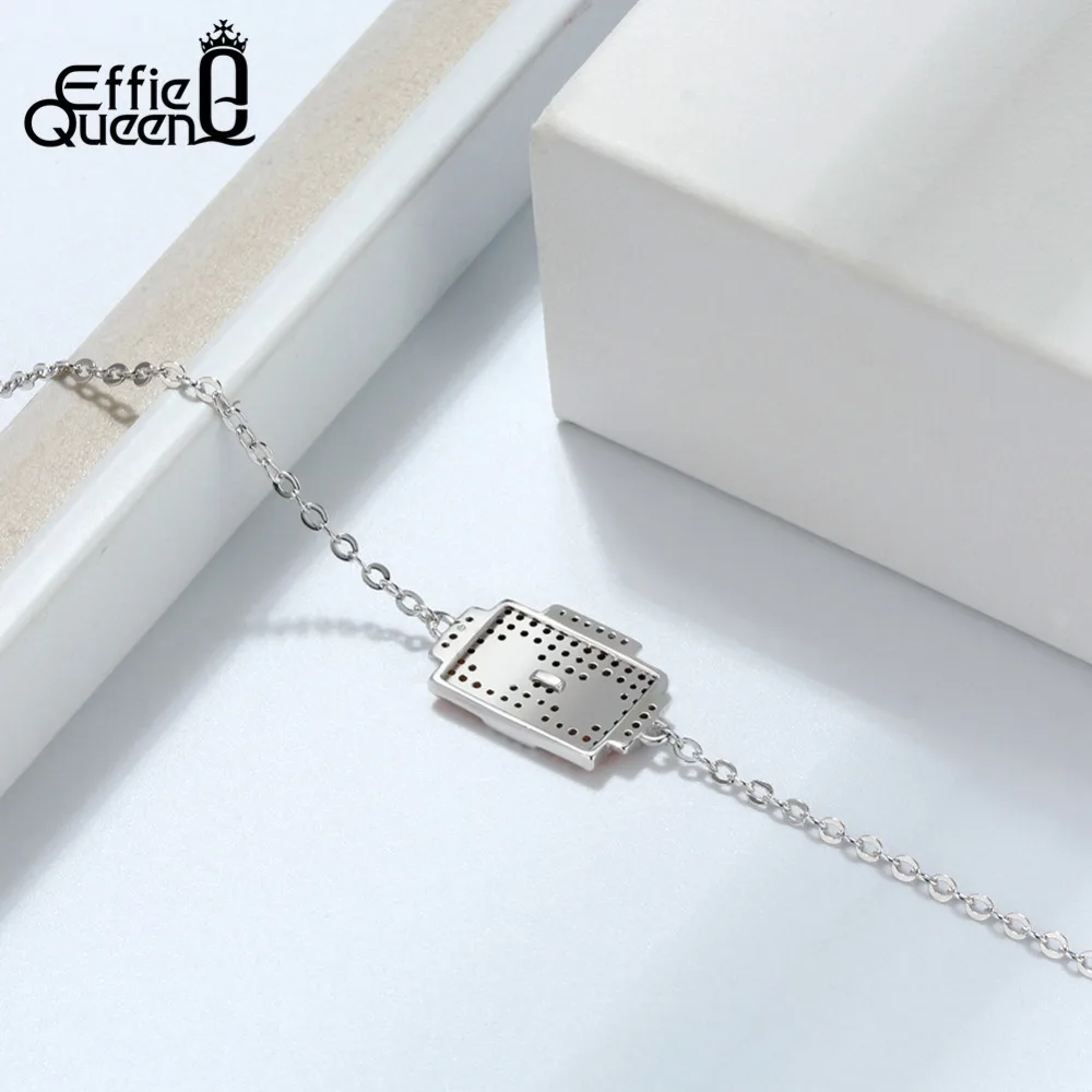 Effie Queen Модные женские браслеты Милая коробка робот с красным AAA кубическим