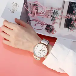 Круглый Большой циферблат дизайн женские часы роскошное модное платье Девушки Часы повседневные самые популярные брендовые белые женские