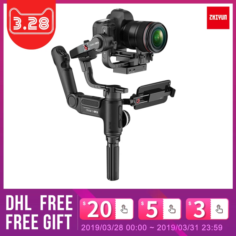 

Zhiyun Crane 3 Lab 3 Axis Handheld Gimbal Stabilizer for DSLR BMPCC 4K Sony A7M3 Panasonic GH5 Canon PK Ronin S Crane 2