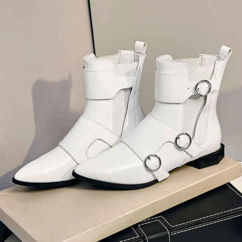 

Women Winter Boots Fashion Buckles Ankle Boots Genuine Leather Quality Shoes Woman European Women Footwear brand Ladies Shoes