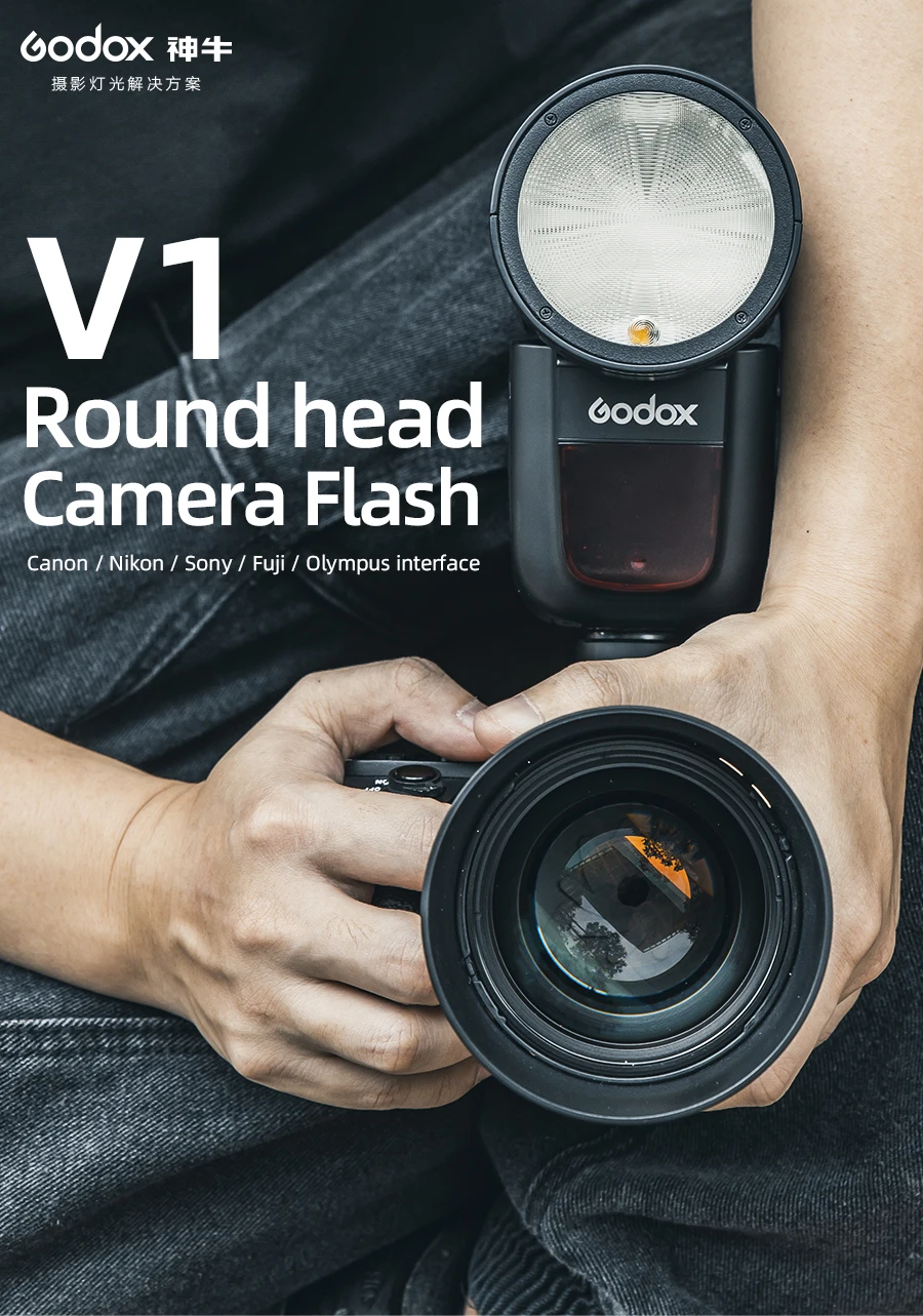 Вспышка Godox V1 V1C V1N V1S V1F V1O V1P ttl 1/8000s HSS литиевая батарея Speedlite вспышка для Canon Nikon sony Fuji Olympus Pentax