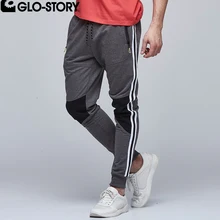 GLO-STORY, мужские повседневные трикотажные спортивные штаны с белыми полосками в стиле хип-хоп, мужские уличные штаны с эластичной резинкой на талии, MRT-6213