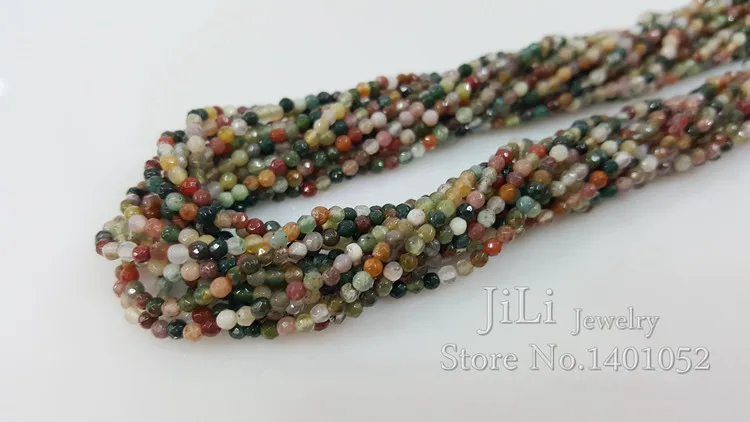 

LiiJi Unique Natural India Agates 2mm/3mm Round Shape Faceted beads DIY Jewelry Making Approx 39cm