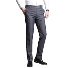 Мужской костюм брюки летние Для мужчин Брюки прямые Бизнес офисные брюки Для мужчин s формальные брюки для девочек классический мужской pantalon hombre 38
