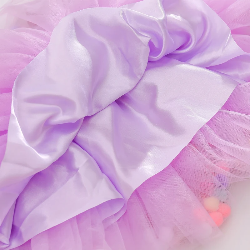 B&N Soft Chiffon Elastic Waist Girl Princess Pettiskirts Children Dance Solid Tutu Skirts Coloful Pompom Tulle Skirts For 2-8T4