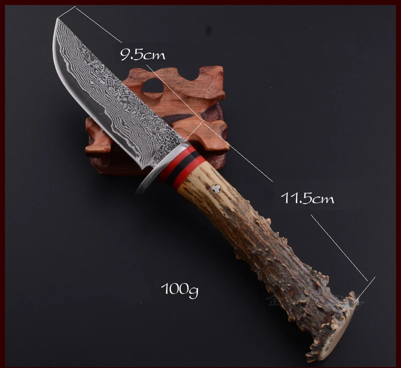 Дамасский стальной кухонный нож для кемпинга, охоты, тактический нож для выживания, фиксированное лезвие, рога овец, с острым краем