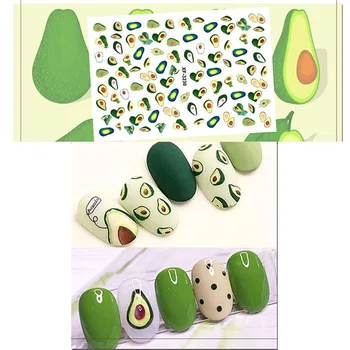 

5Styles Flora Nail Beauty Summer Manicure Stick Nail Art Stickers Flower One Line Cactus Avocado Watermark Transfer Nail Decals