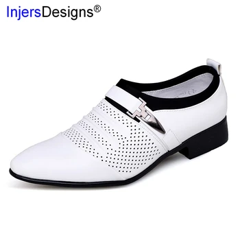 

Big Size 38-48 Men Dress Shoes Fashion Summer Breathable Leather Shoes Zapatos De Hombre Slip-On Pointed Toe Business Men Shoes