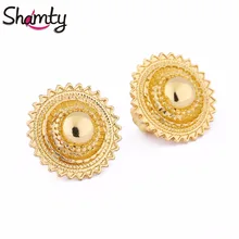 Shamty серьги-гвоздики, чистые серьги золотого цвета, модные ювелирные изделия, маленькие размеры 2 см, Женские Подарочные ювелирные изделия, опт, 6 пар