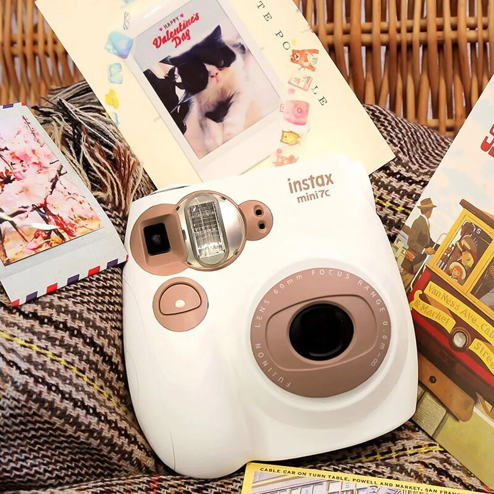 Fujifilm Instax Mini7c мгновенная камера пленочная камера автоматическая фокусировка с батареей чехол для камеры 50 листов пленка милый розовый кофейный цвет