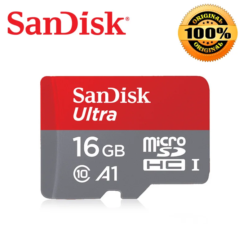 Карта памяти SanDisk Ultra Micro SD 400 Гб 256 ГБ 200 ГБ 128 Гб 64 ГБ 32 ГБ 16 ГБ макс. 100 м/с A1 MicroSD SDHC UHS-I C10 TF - Емкость: 16GB