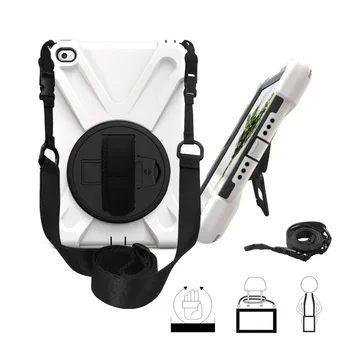 

for Apple iPad mini 1 / 2 / 3 Multifunction Tablet Kids Safe Shockproof Heavy Duty Silicone+PC Kickstand Case w/ Shoulder Strap