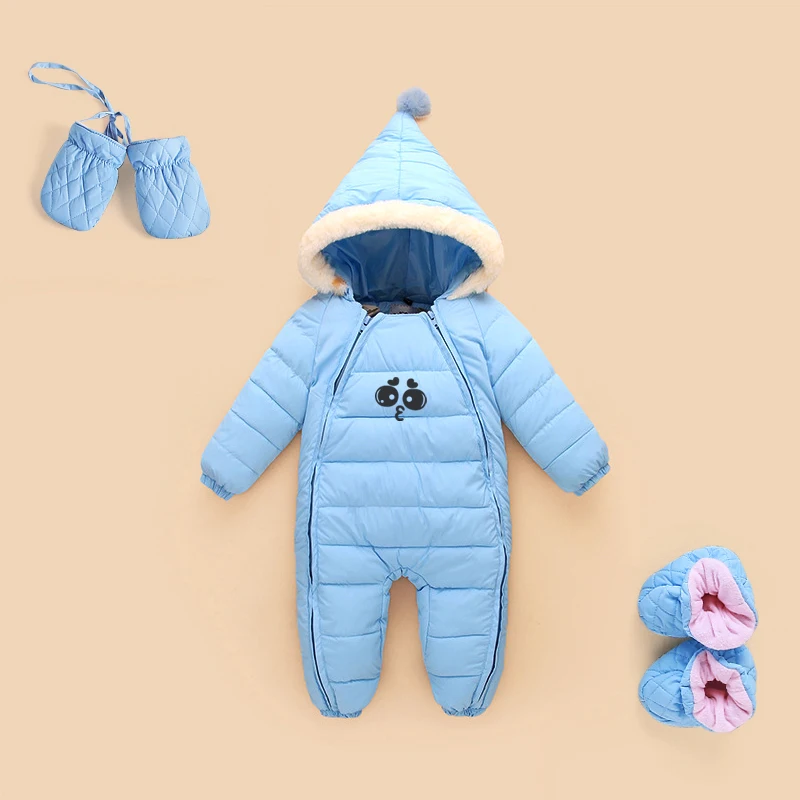 Хлопковый пуховик детские зимние утепленные комбинезоны; костюм для мальчиков и девочек теплый зимний детский комбинезон детская верхняя одежда для малышей на возраст от 0 до 18 месяцев