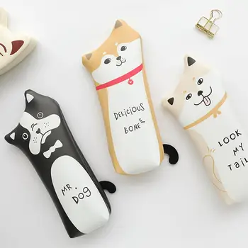

Adeeing Cute Creative Cartoon Dog Cat Shape PU Pen Bag Portable Soft Pencil Case r30