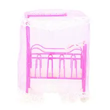 Pink Doll Accessories Baby Bed for Small Kelly Dolls for Barbie Furniture Dolls Miniature Furniture Baby Toys (Random Color)