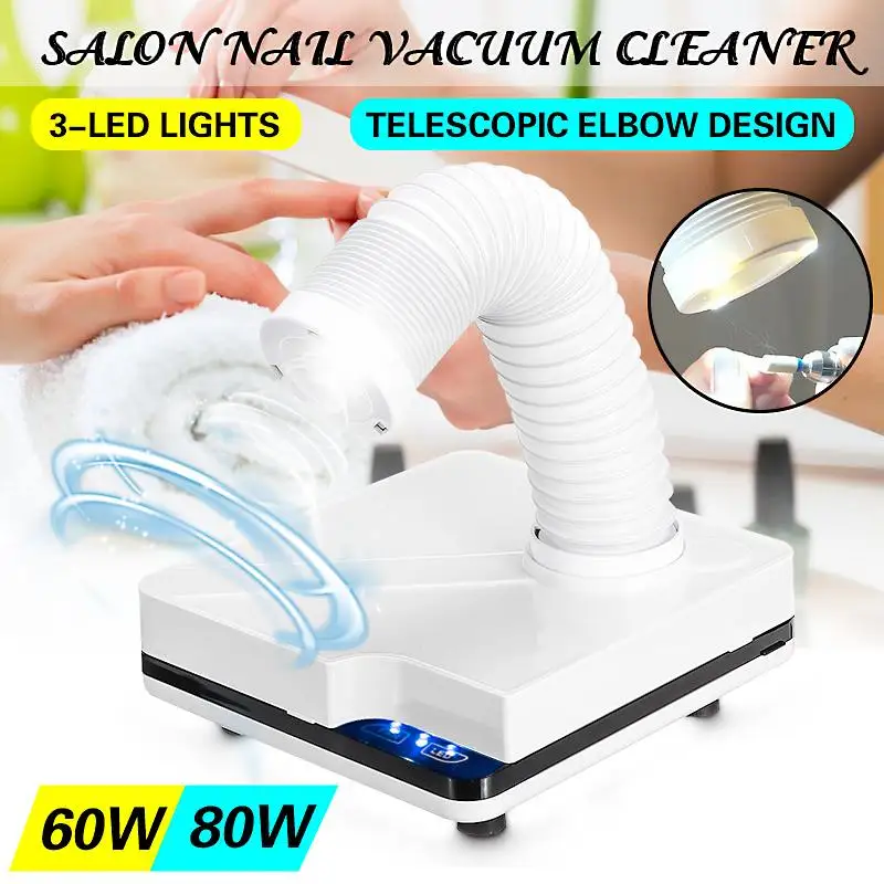 Coletor de pó de Sucção do Unha Coletor de pó do Unha Aspirador de pó Ventilador do Unha Arte do Unha Forte Potência Salão Manicure Máquina 60 w – 80