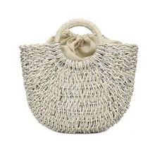 Женская сумка ручной работы, соломенная плетеная Сумка, большая вместительность, летняя пляжная сумка на плечо, вечерние сумки для покупок, Лучшая распродажа-WT