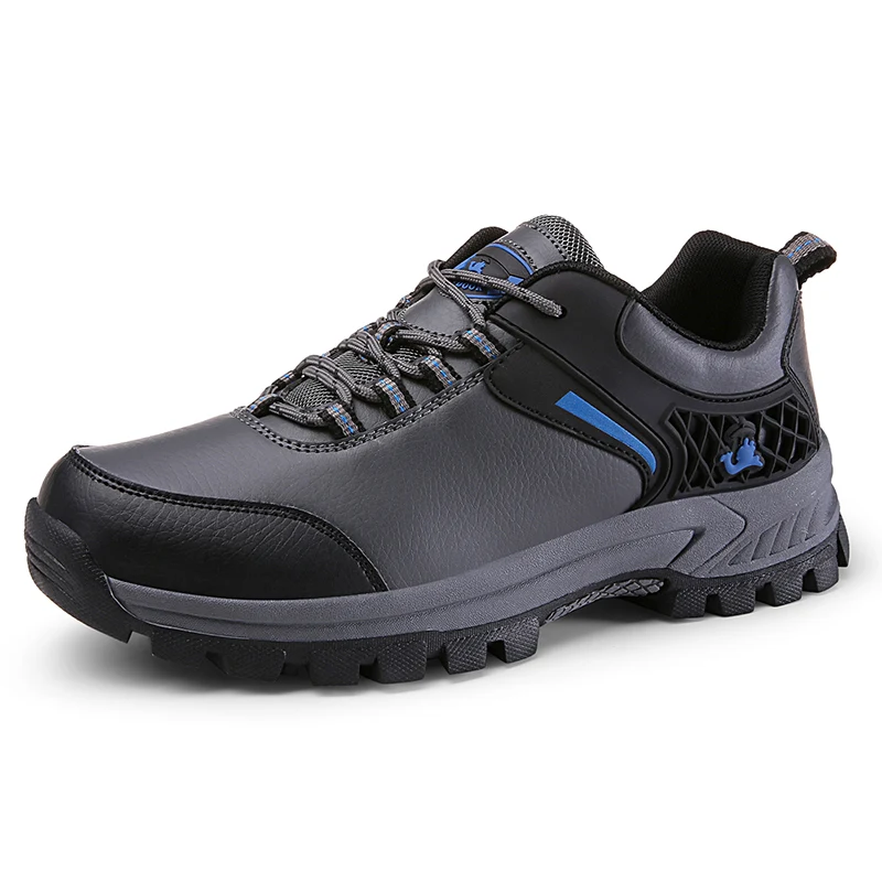 Осень-зима Мужская походная обувь нескользящие альпинистские кроссовки уличные непромокаемые спортивные Трекинговые горные полевые кемпинговые туфли - Цвет: Grey