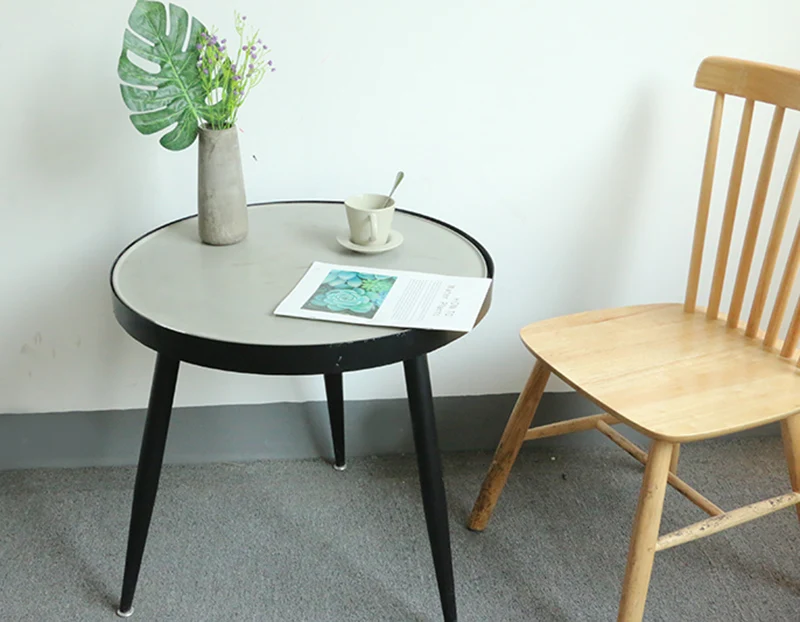 

Industrial style leisure table tea table small round table cement concrete table iron triangular legs