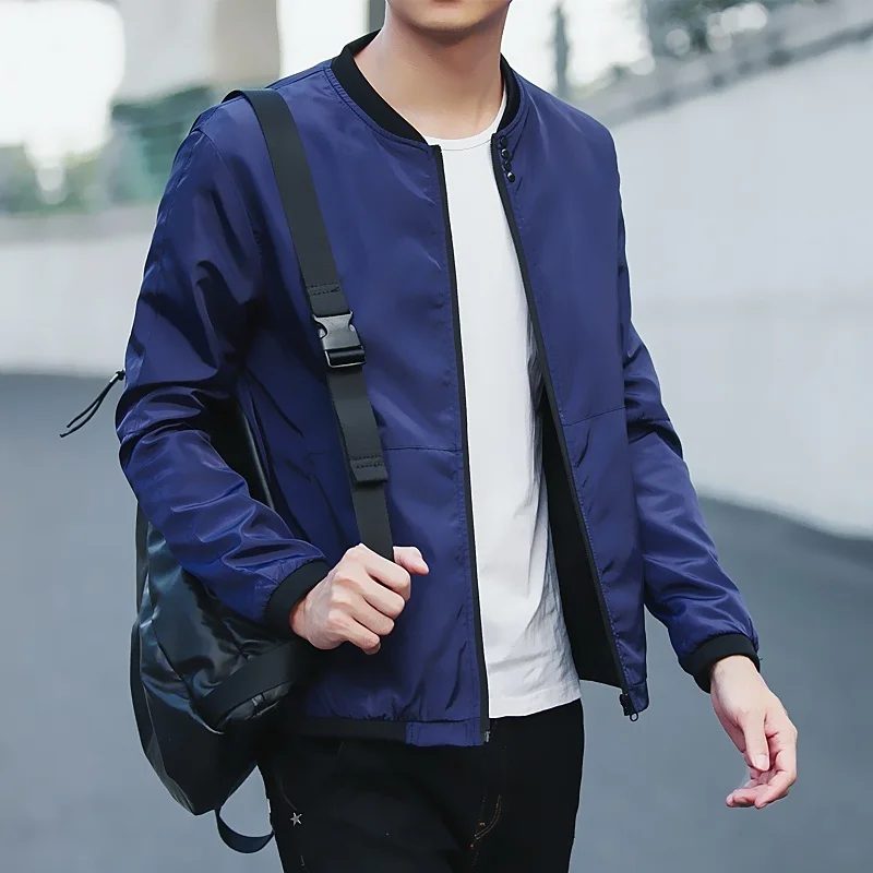 

Spring New Jacket Men Slim Fashion Solid Color Baseball Uniform Jacket Man Streetwear Wild Hip Hop Bomber Jacket Male Clothes