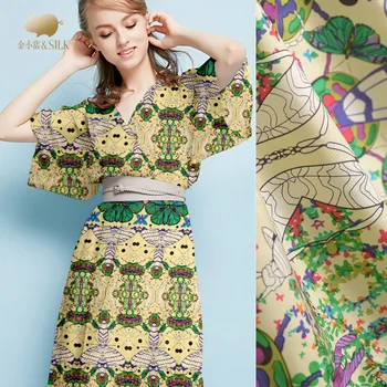 

Dragonfly digital printing silk fabric 135 cm silk electric spinning fabric 12mm drape clothing dress silk fabric cloth
