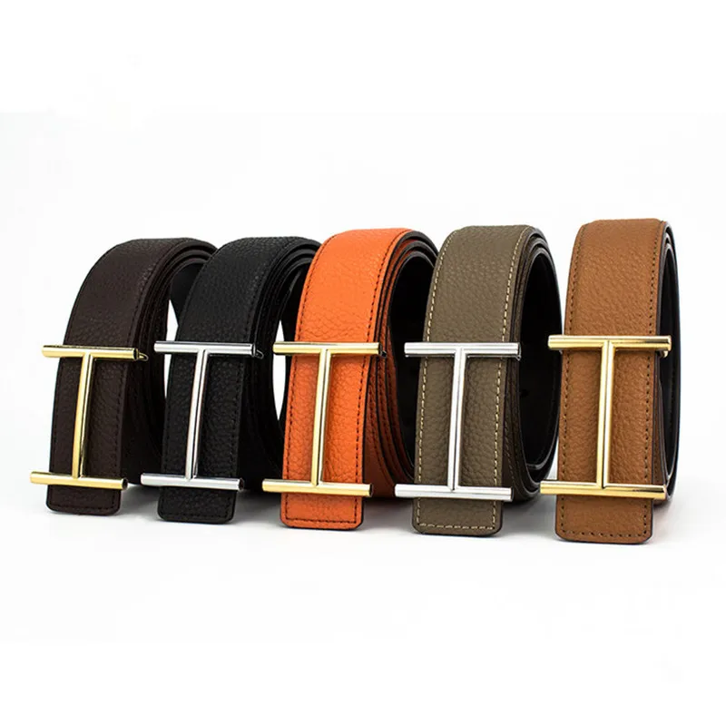 High Quality Mens Leather Belts Luxury H Smooth Buckle Belts For Men 5