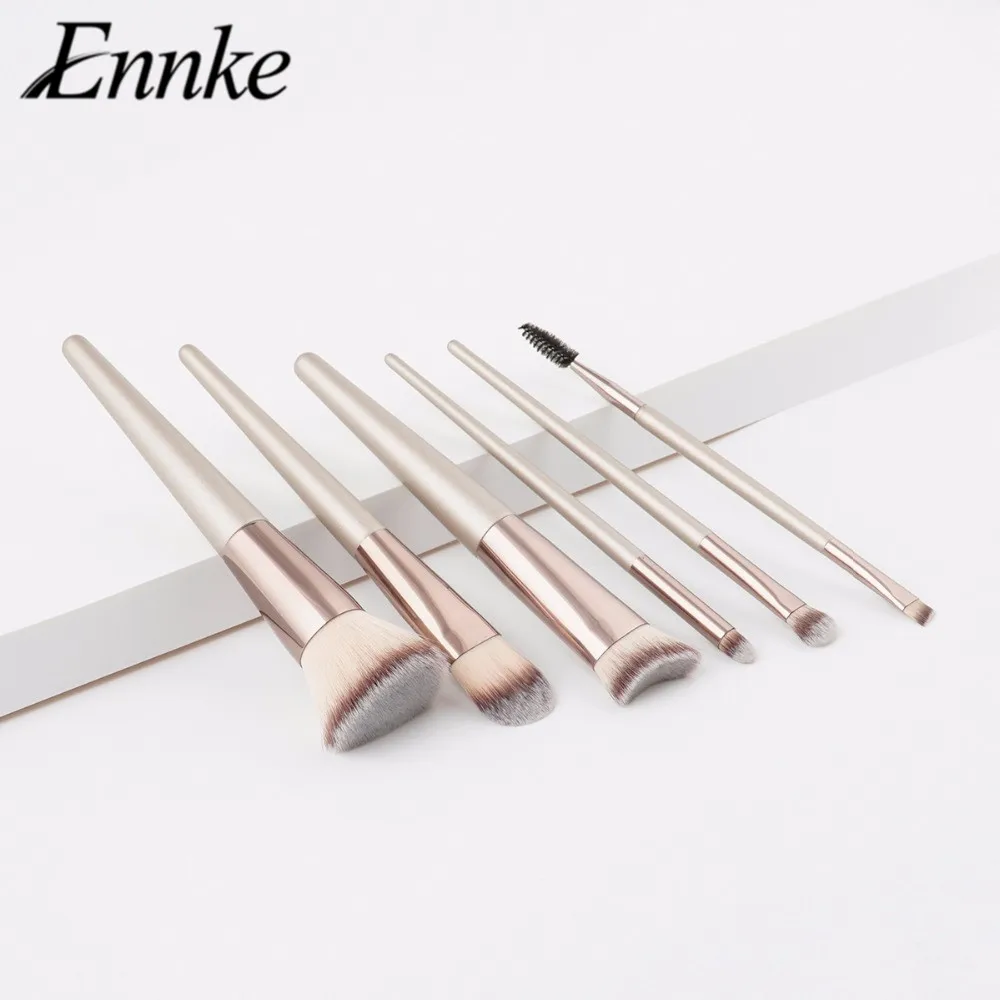 

ENNKE 6pcs Makeup Brushes Set Soft Synthetic Hair Blush Eyeshadow Lips Make Up Brush With Leather Case For Beginner Brush