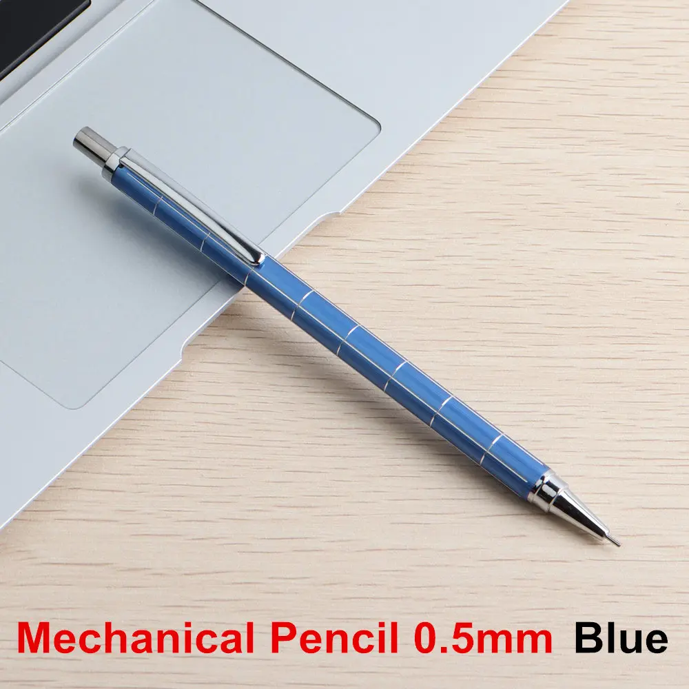 GENKKY механические карандаши полностью металлический материал карандаш для школы офиса HB 0,7, 0,5 мм ручка канцелярские принадлежности для учебы подарок - Цвет: 1PCS Blue 0.5mm