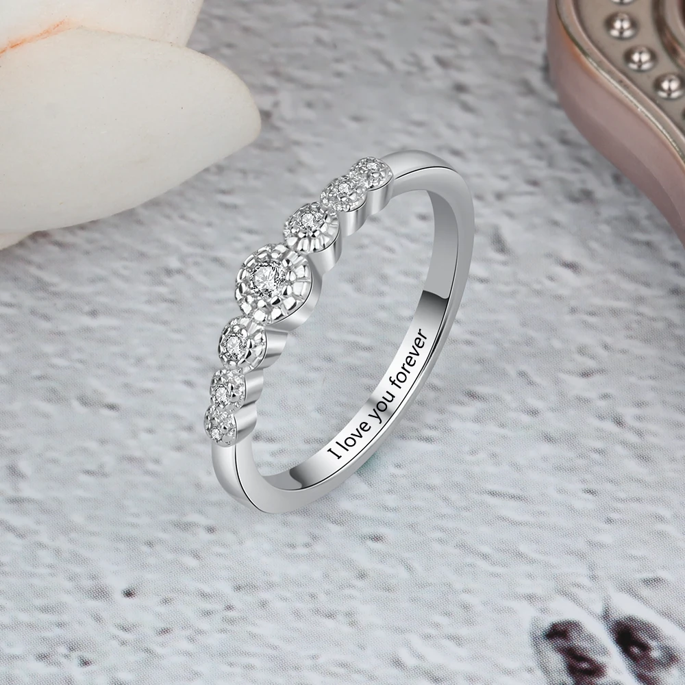 Wedding Accessorise Personalized Gift Engraved Name 925 Sterling Silver Rings For Women Anniversary Jewelry (JewelOra RI103751)