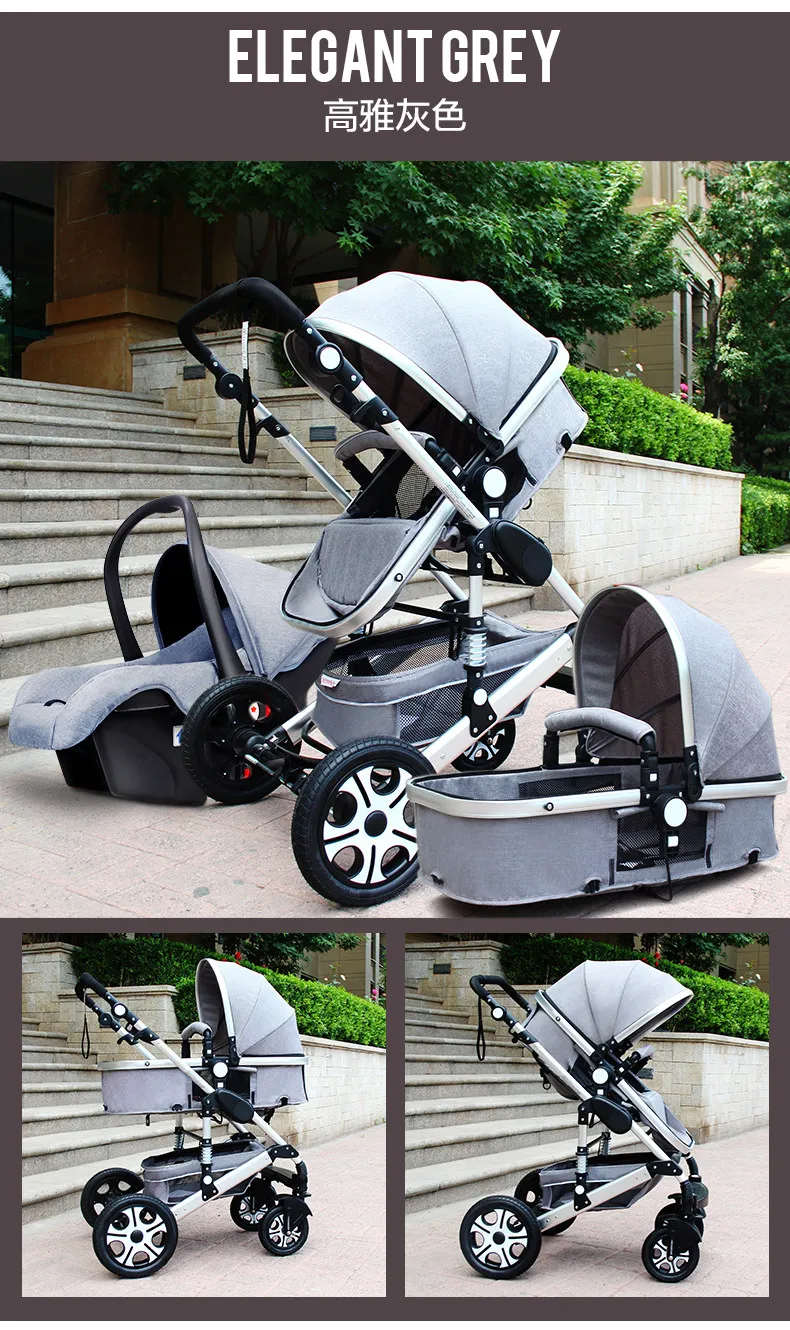 Детская коляска для новорожденных с высоким пейзажем, может лежать, двухколесная, четырехколесная, амортизатор, складная, детская коляска, BabyBassinet, От 0 до 3 лет