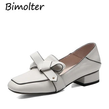 

Bimolter New Fashion Genuine Leather Women Pumps Low Heels Comfortable Classic Cow Leather Mary Janes Girl's Sweet Shoes LCEB009