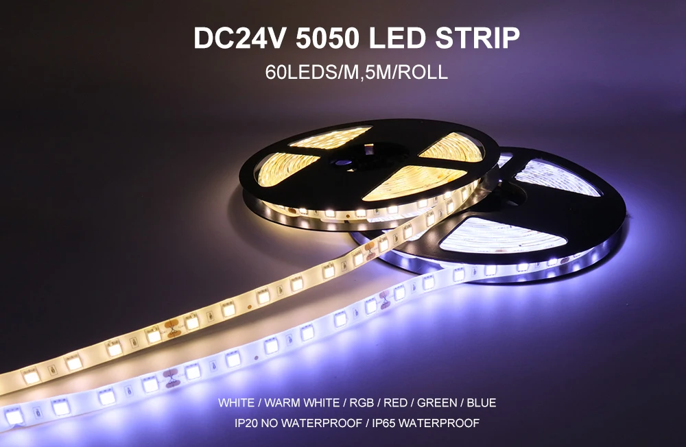 DC24V СВЕТОДИОДНАЯ лента SMD 5050 60 светодиодный s/m 5 м Гибкая полоса светильник IP20/IP65 Водонепроницаемый RGB/Whiite/теплый белый/красный/зеленый/синий