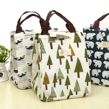Creative Thickened Lunch Bag Cartoon Insulation Bags Waterproof Tree Whale Print Handbag Boxes for Students Office Ladies