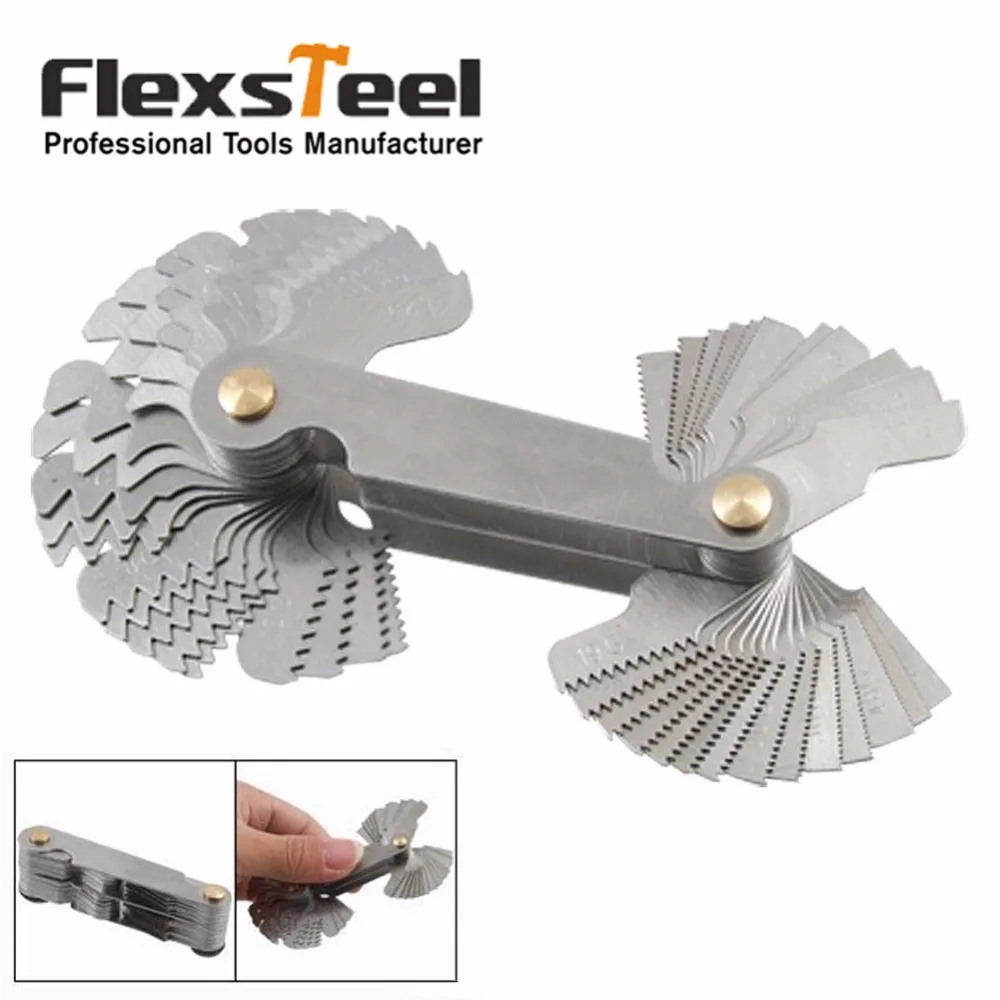 

52 Blades Set SAE Whitworth 55-Degree & Metric 60-Degree Grip Whitworth Screw Thread Pitch Gauge Measuring Gauging Tools
