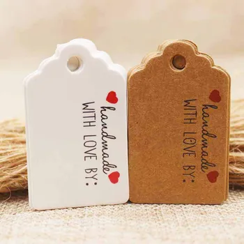 

ZerongHandmade gift card tag.5*3cm kraft wedding tag,DIY Candy /wedding display card tag 5*3cm50pcs+50 string