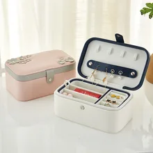 

GLHGJP European PU Leather Jewelry Case Multi-layer Portable Jewelry Carrying Case Earring Bracelet Ring Storage Organizer Box