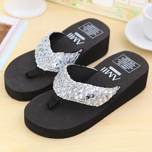Sliver Summer Shoes Women Platform Sandals Wedge Flip Flops Sapato Feminino High Heel slippers Sandalias Plataforma Chanclas