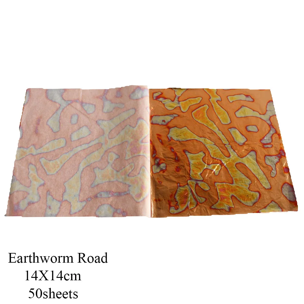 

50pcs/booklet ,gilding, tidy,high quality colorful copper leaf /foil,Earthworm Road,14X14cm,free shipping,a beautiful decoration