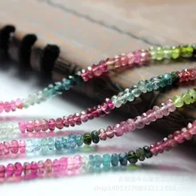 Граненые турмалиновые круглые бусины 3-3,5 мм 36 см для изготовления ювелирных изделий своими руками FPPJ бусин натуральный драгоценный камень