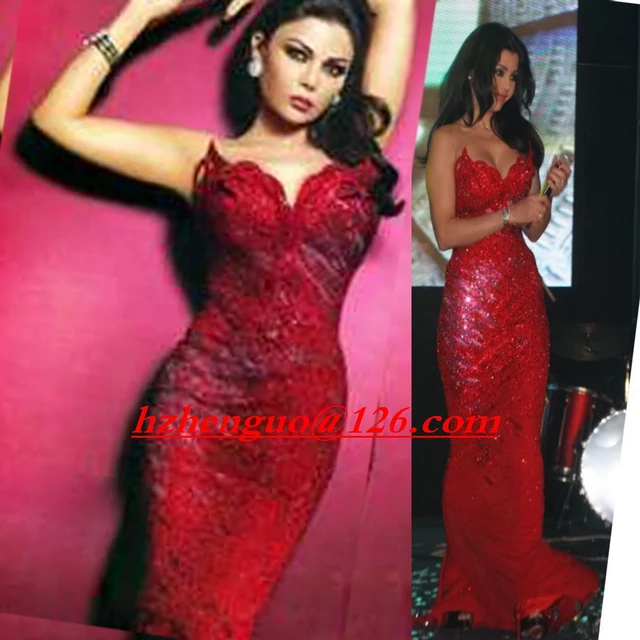 Robe De Soirée Longue 2017 Robes De Soirée Arabe Haïfa Wehbe Robe Perlée Sirène Formelle Robes