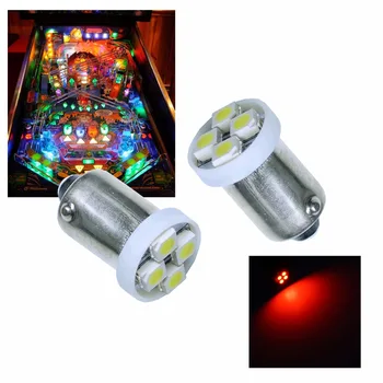 

PA LED 50PCS x Red Yellow Green Blue White Purple Pink 6.3V 4SMD 3528 LED For Pinball Machine Light BA9S Wholesale
